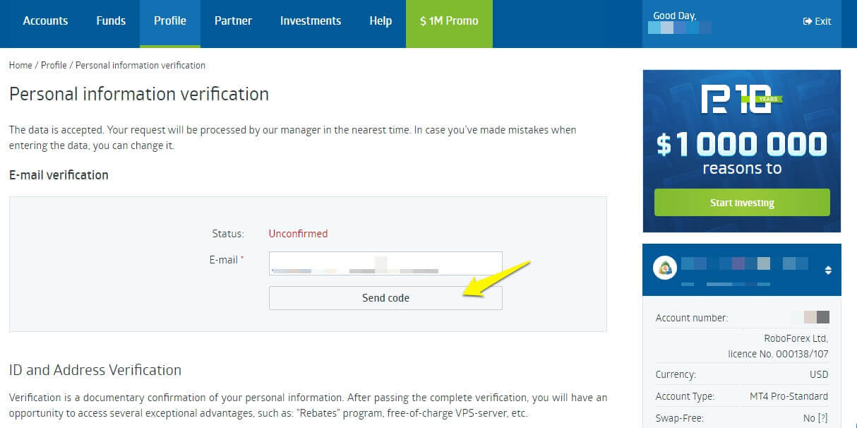 roboforex account opening guide 5